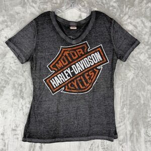 Harley Davidson Motorcycles Womens V Neck T Shirt Gray XL Punta Cana Graphic Tee